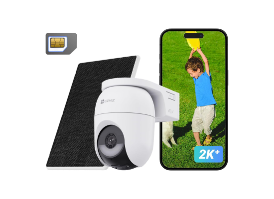 EZVIZ CB8 Lite 4G Kit 2K⁺ Outdoor Battery Pan & Tilt Camera with 5W Solar Panel – 4G LTE, Wi-Fi 6, AI Human & Vehicle Detection (CS-CB8C/SP 4MP)